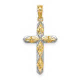 Reversible Cross Charm Pendant in Real 14k Multi-Tone Gold