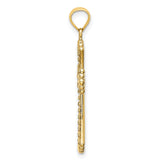 Reversible Cross Charm Pendant in Real 14k Multi-Tone Gold