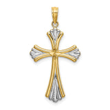 Reversible Cross Charm Pendant in Real 14k Multi-Tone Gold