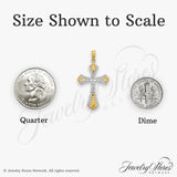 14k Two-Tone Gold Reversible Cross Pendant with Scalloped Edge Crucifix Design