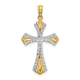 Reversible Cross Charm Pendant in Real 14k Multi-Tone Gold