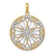 14k Multi-Tone Gold Round Filigree Pendant with Floral Scroll Design, Christian Medallion