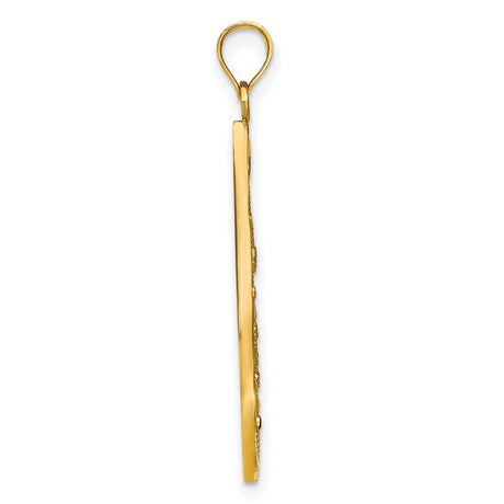 14k Multi-Tone Gold Teardrop Pendant with Openwork Filigree and Floral Motif for Women