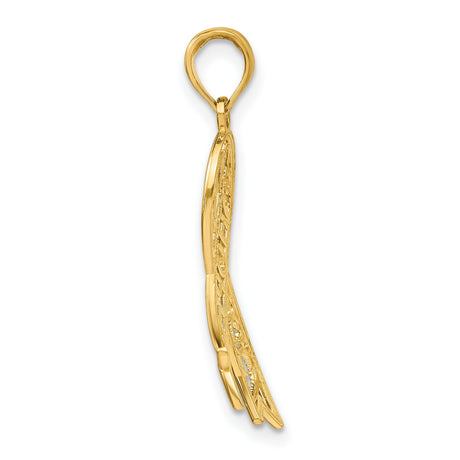 14k Two-Tone Gold Ribbon Pendant with HOPE Cutout, Filigree Awareness Design for Women
