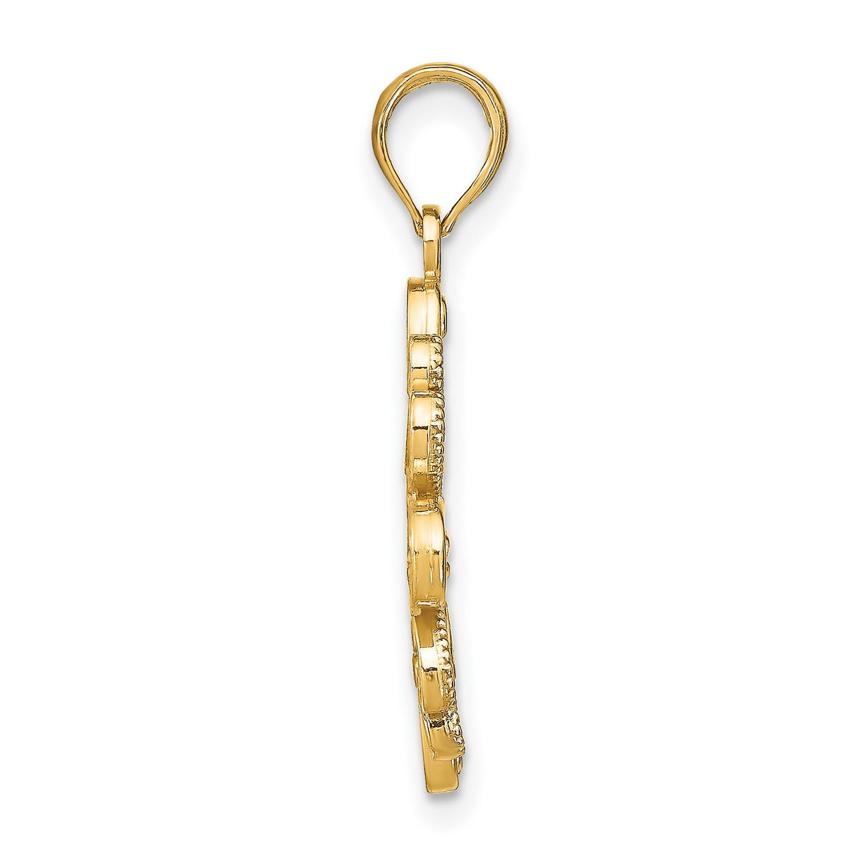 14k Multi-Tone Gold Filigree Flower Pendant with Openwork Heart and Teardrop Motif