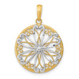 14k Multi-Tone Gold Filigree Floral Pendant, Round Openwork Flower Design, Vintage Inspired Jewelry