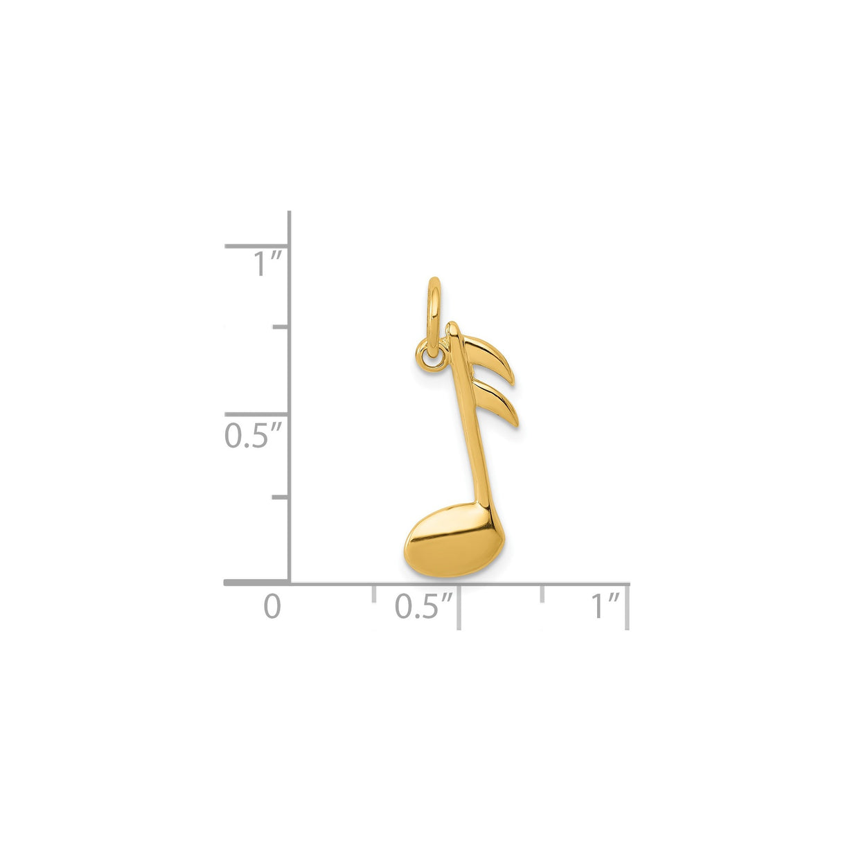 14k Yellow Gold Double Eighth Note Pendant, Musical Symbol Charm for Women or Unisex