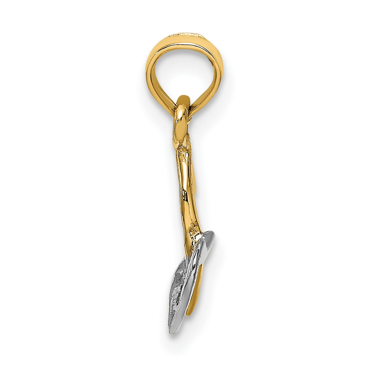 14k Multi-Tone Gold Heart Pendant, Yellow and Rhodium Intertwined Open Heart Charm