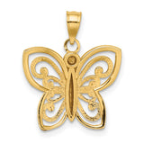 14k Multi-Tone Gold Butterfly Pendant with Filigree Wings, Nature-Inspired Charm for Women