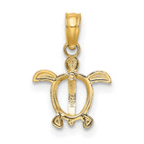 14k Multi-Tone Gold Turtle Pendant, Two-Tone Sea Turtle Design, Ocean Life Theme Jewelry
