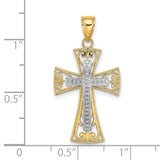 Beaded Filigree Cross Charm Pendant in Real 14k Multi-Tone Gold