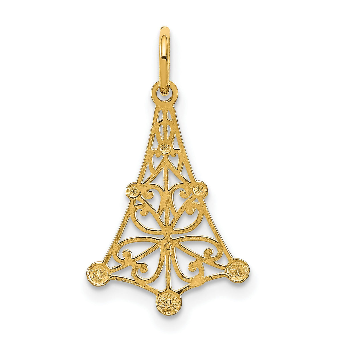 14k Two-Tone Gold Cross Pendant with Rhodium Accents, Filigree Scrollwork, Diamond Cut Details