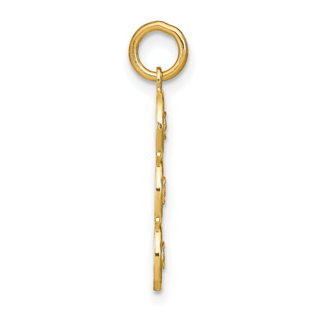 14k Multi-Tone Gold Filigree Pendant with Three Circle Floral Motif and Diamond Cut Centers