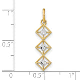 14k Multi-Tone Gold Geometric Pendant with Stacked Open Diamond Shapes and Polished Cubes