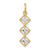 14k Multi-Tone Gold Geometric Pendant with Stacked Open Diamond Shapes and Polished Cubes