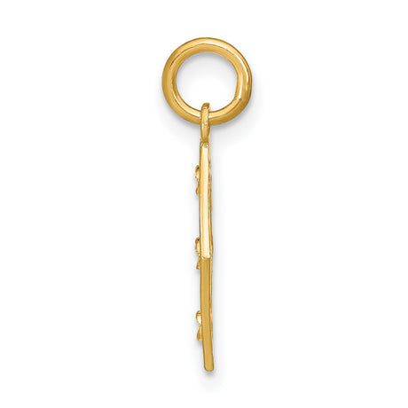 14k Yellow and Rhodium Gold Pendant, Diamond Shaped with Faceted Rhodium Accents, Geometric Style