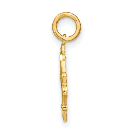 14k Two-Tone Gold Fleur Pendant with Vintage Scrollwork Design for Women