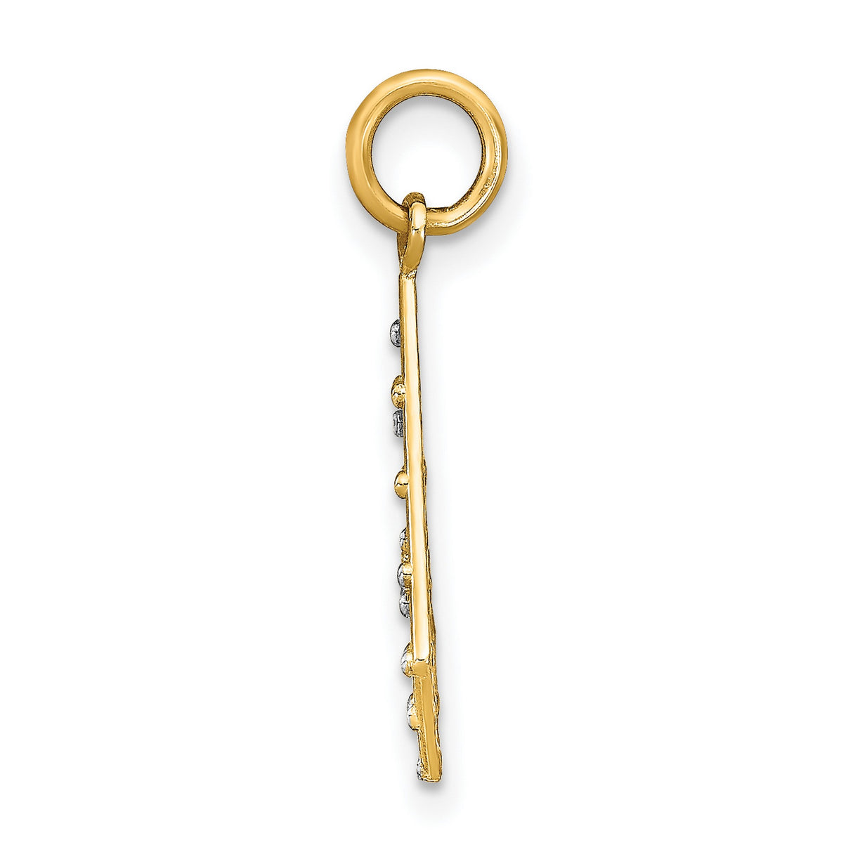 14k Multi-Tone Gold Pendant with Rhodium Tips, Open Lattice Diamond Shape, Geometric Design