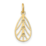 14k Multi-Tone Gold Teardrop Pendant with Rhodium Detail and Filigree Design for Women