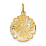 14k Multi-Tone Gold Cross Pendant, Filigree Christian Medallion with Rhodium Accents