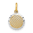 14k Two-Tone Gold Pendant with Lattice Design and Scalloped Edge