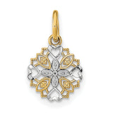 14k Two-Tone Gold Floral Mandala Pendant with Heart Accents, Symbolic Spiritual Jewelry for Women