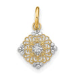 14k Multi-Tone Gold Filigree Mandala Pendant with Floral Scrollwork and Starburst Design