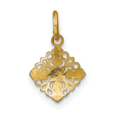 14k Multi-Tone Gold Cross Pendant, Ornate Filigree Textured Religious Charm for Women