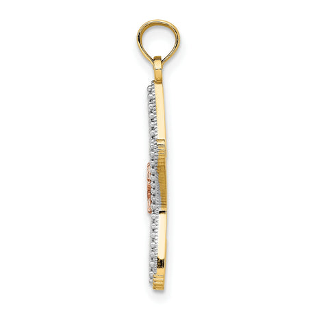 14k Two-Tone Gold Starfish Pendant with Rose Gold Center and Openwork Design