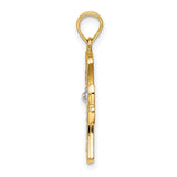 Textured Cross Charm Pendant in Real 14k Multi-Tone Gold