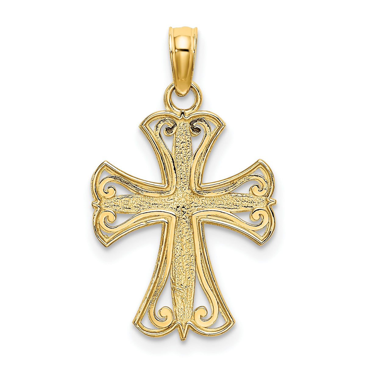 Textured Cross Charm Pendant in Real 14k Multi-Tone Gold