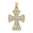 Textured Cross Charm Pendant in Real 14k Multi-Tone Gold