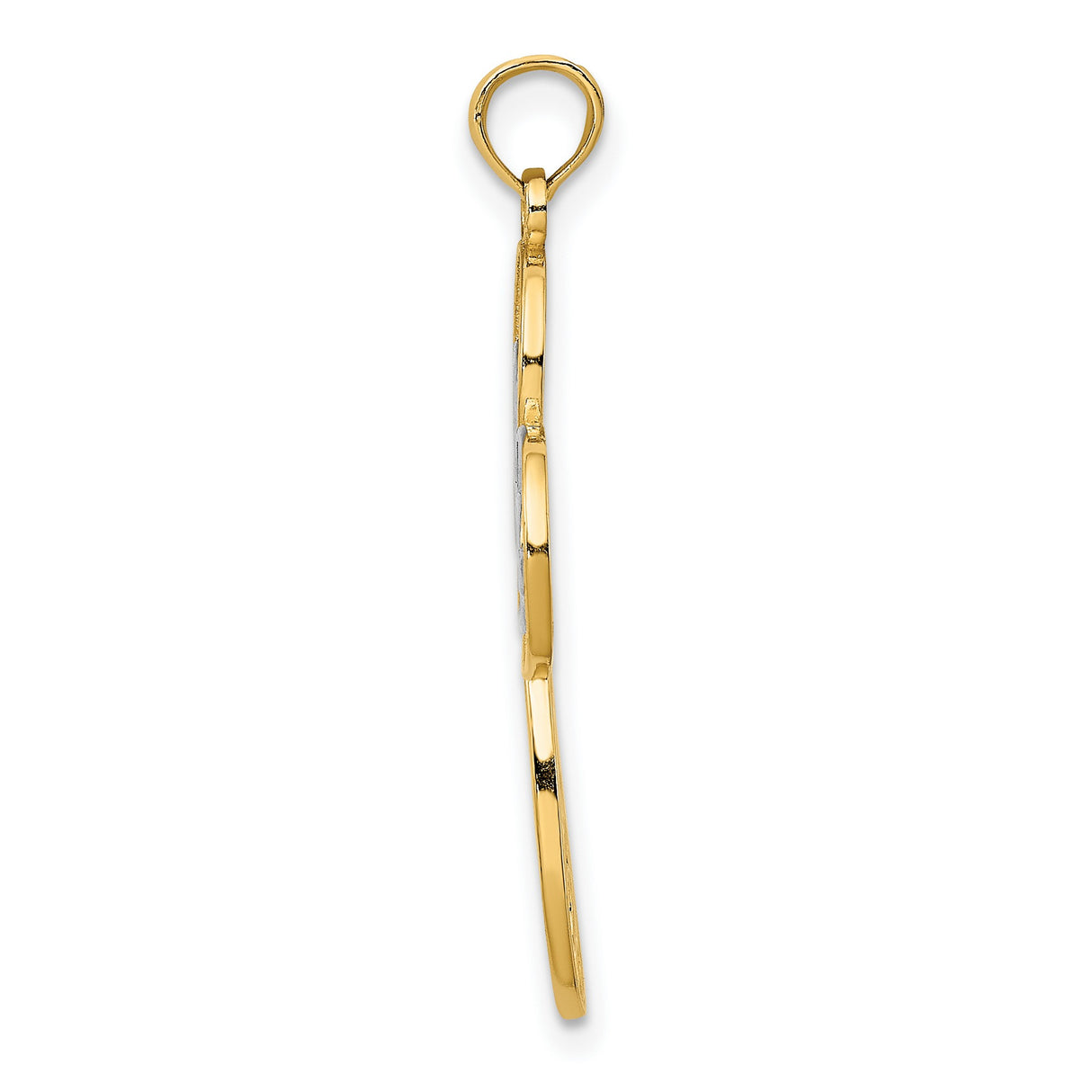 Filigree Cross Charm Pendant in Real 14k Multi-Tone Gold