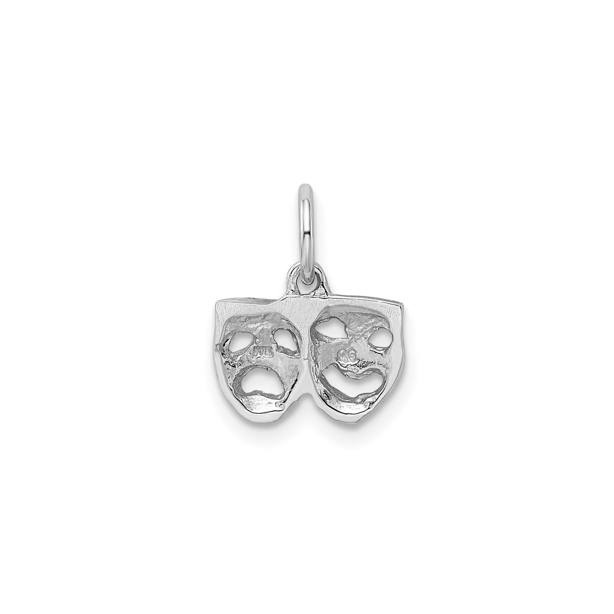 14k White Gold Comedy Tragedy Mask Pendant, Drama Charm for Theater Lovers and Actors