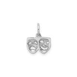 14k White Gold Comedy Tragedy Mask Pendant, Drama Charm for Theater Lovers and Actors