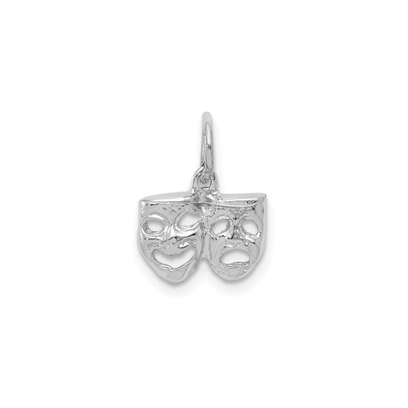 14k White Gold Comedy Tragedy Mask Pendant, Drama Charm for Theater Lovers and Actors