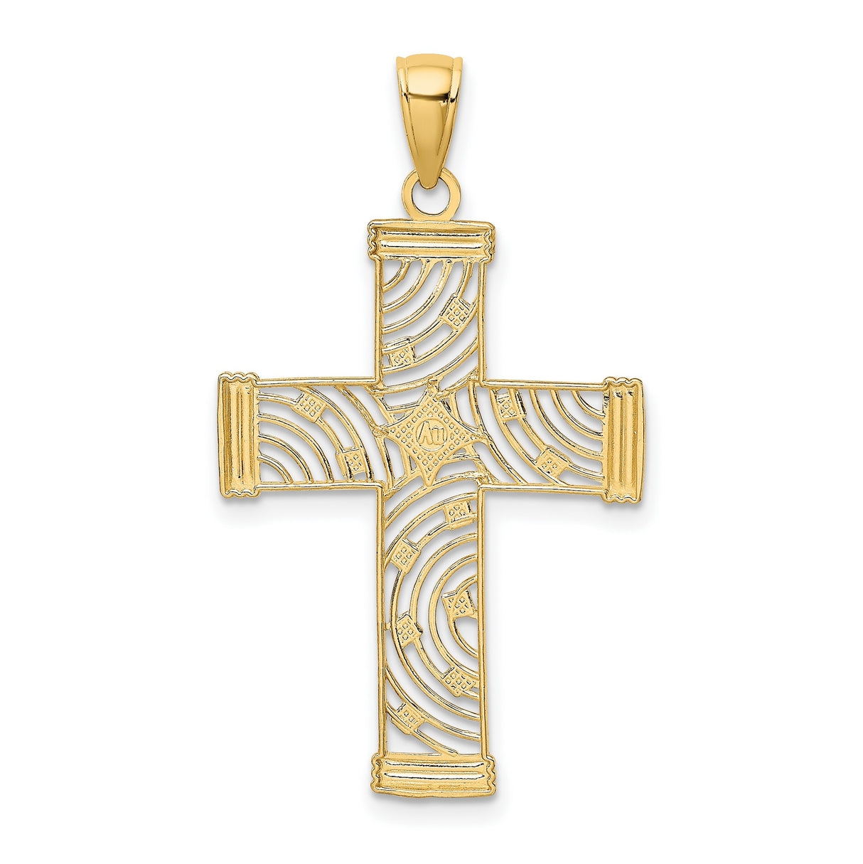 Cut-Out Cross Charm Pendant in Real 14k Multi-Tone Gold