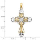 Circles Cross Cross Charm Pendant in Real 14k Multi-Tone Gold
