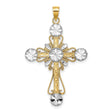 Circles Cross Cross Charm Pendant in Real 14k Multi-Tone Gold