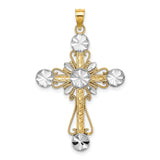 Circles Cross Cross Charm Pendant in Real 14k Multi-Tone Gold