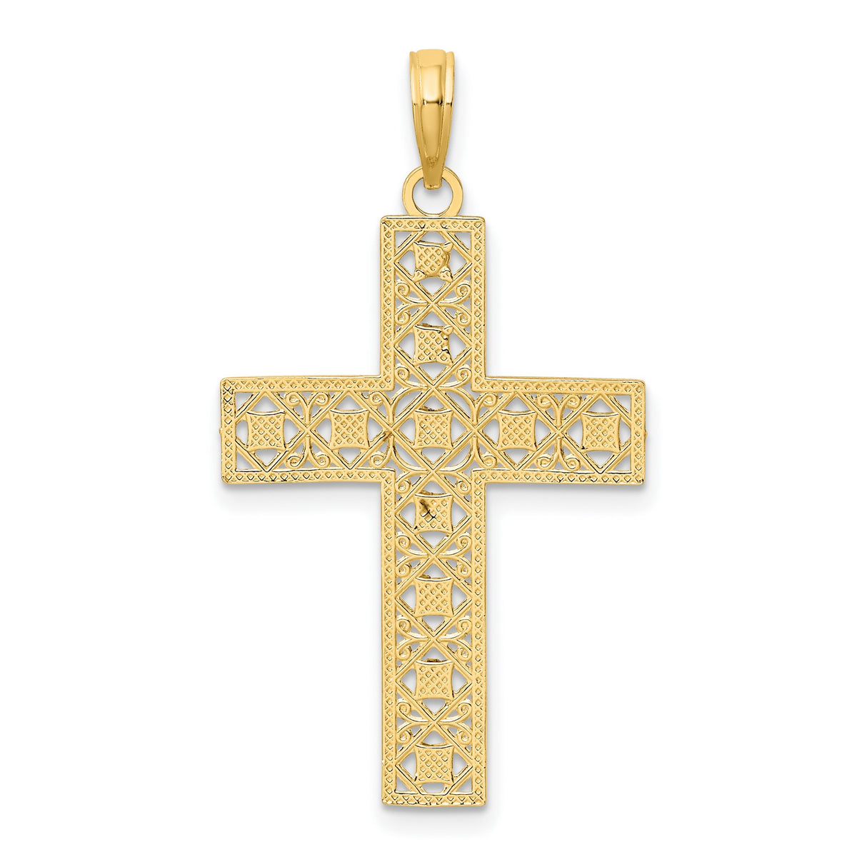 Cut-Out Cross Charm Pendant in Real 14k Multi-Tone Gold