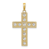 Cut-Out Cross Charm Pendant in Real 14k Multi-Tone Gold