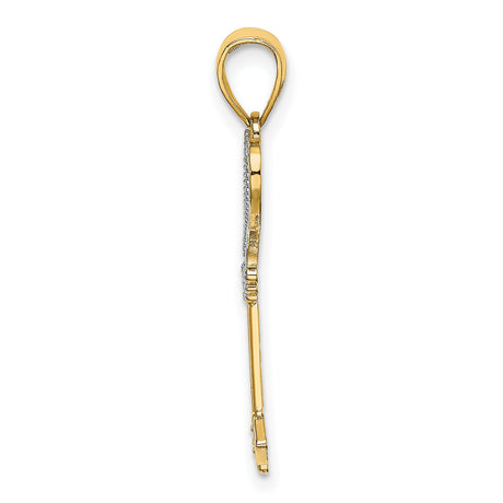 14k Two-Tone Gold Heart Key Pendant, Romantic Love Charm for Women