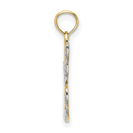 14k Two-Tone Gold Angel Pendant with Rhodium Wings and Cut-Out HOPE Symbol, Christian Jewelry