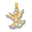Polished Textured Cut-Out HOPE Angel Charm Pendant in Real 14k Multi-Tone Gold