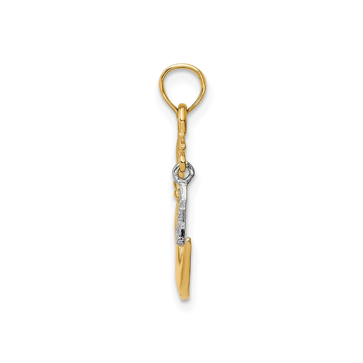 14k Two-Tone Gold Moon and Star Pendant with Crescent Moon Face, Celestial Charm