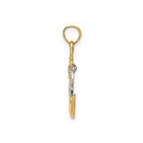 14k Two-Tone Gold Moon and Star Pendant with Crescent Moon Face, Celestial Charm