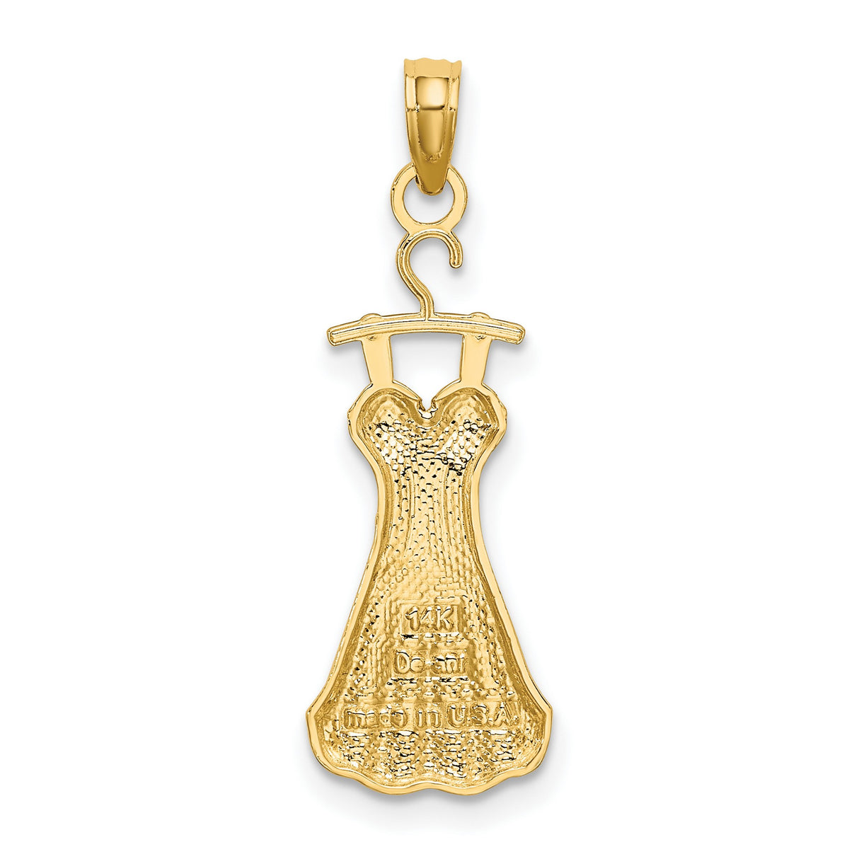 14k Multi-Tone Gold Pendant, Rhodium Accent with Detailed Gown and Floral Waist Design