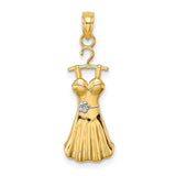 14k Multi-Tone Gold Pendant, Rhodium Accent with Detailed Gown and Floral Waist Design