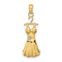14k Multi-Tone Gold Pendant, Rhodium Accent with Detailed Gown and Floral Waist Design